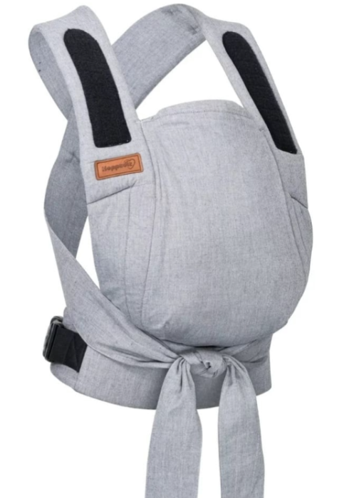 Hoppediz Bondolino b.pure Babytrage im modernen, unifarbenen Design All Grey mit Schnallenbauchgurt – erhältlich bei Baby-Land Crimmitschau.