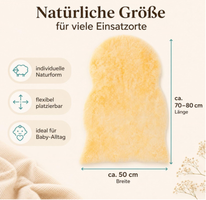 Preview: Fillikid natürliches Baby Lammfell Basic in Natur