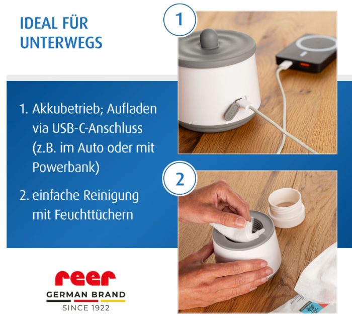 Preview: reer Heat2Go Babykostwärmer mit leicht zu reinigendem Edelstahl-Heizboden