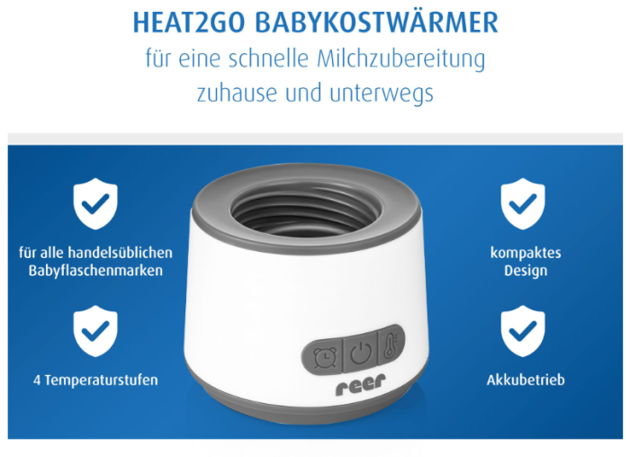 reer Heat2Go mit vier Temperaturstufen von 37 bis 50 Grad