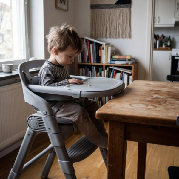 Fillikid Hochstuhl Theo Grau mit gepolsterter Sitzfläche